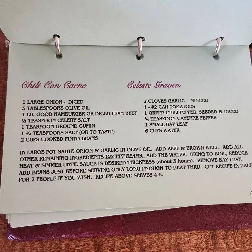 Family and friends cookbook 2006 binder filled with home recipes handmade